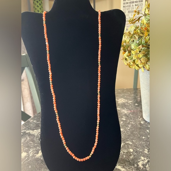 Apricot Agate Small 4 mm Beaded Long Necklace - Picture 6 of 6